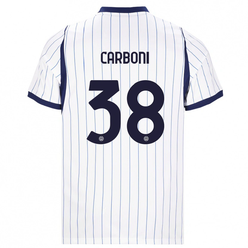 Danxen Mænd Valentin Carboni #38 Hvid Marineblå Udebane Spillertrøjer 2026/27 Trøje T-Shirt
