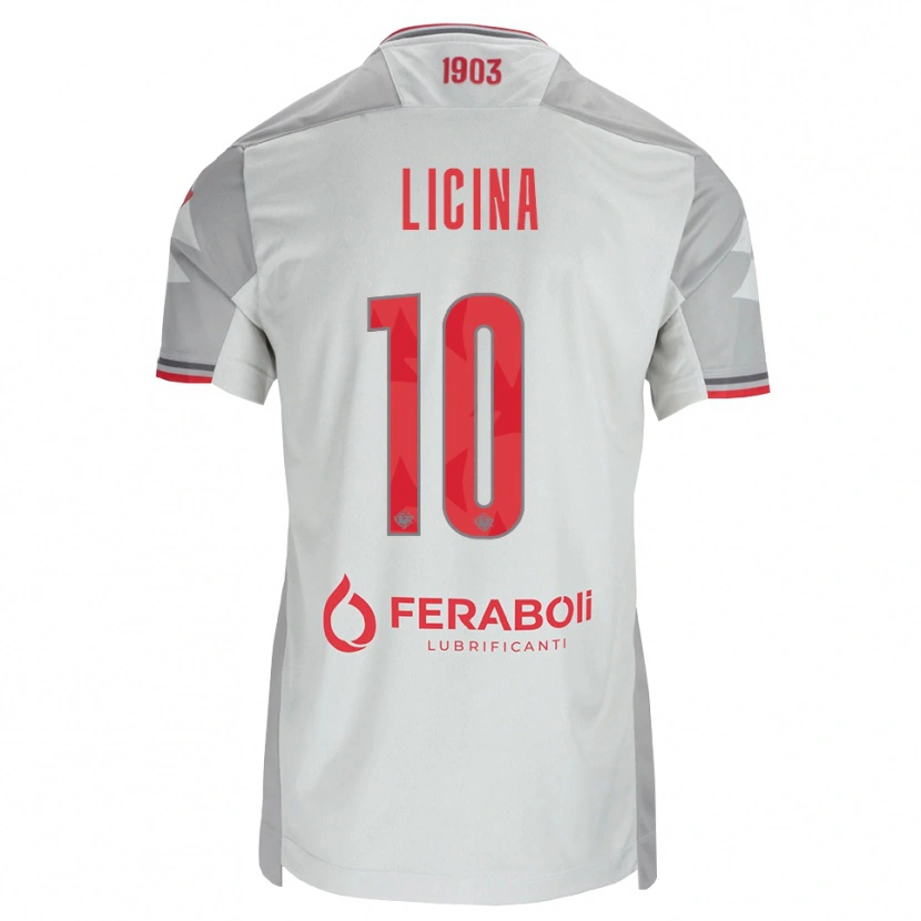 Danxen Mænd Adin Licina #10 Grå Hvid Rød Udebane Spillertrøjer 2026/27 Trøje T-Shirt