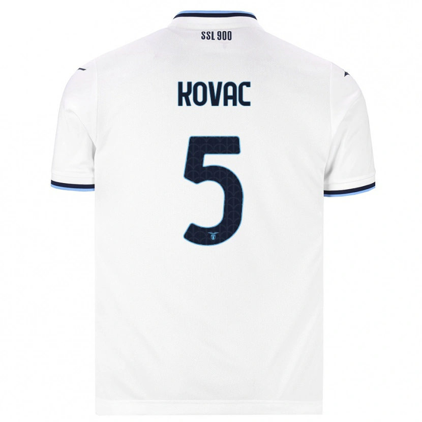 Danxen Mænd Blaz Kovac #5 Hvid Marineblå Udebane Spillertrøjer 2026/27 Trøje T-Shirt