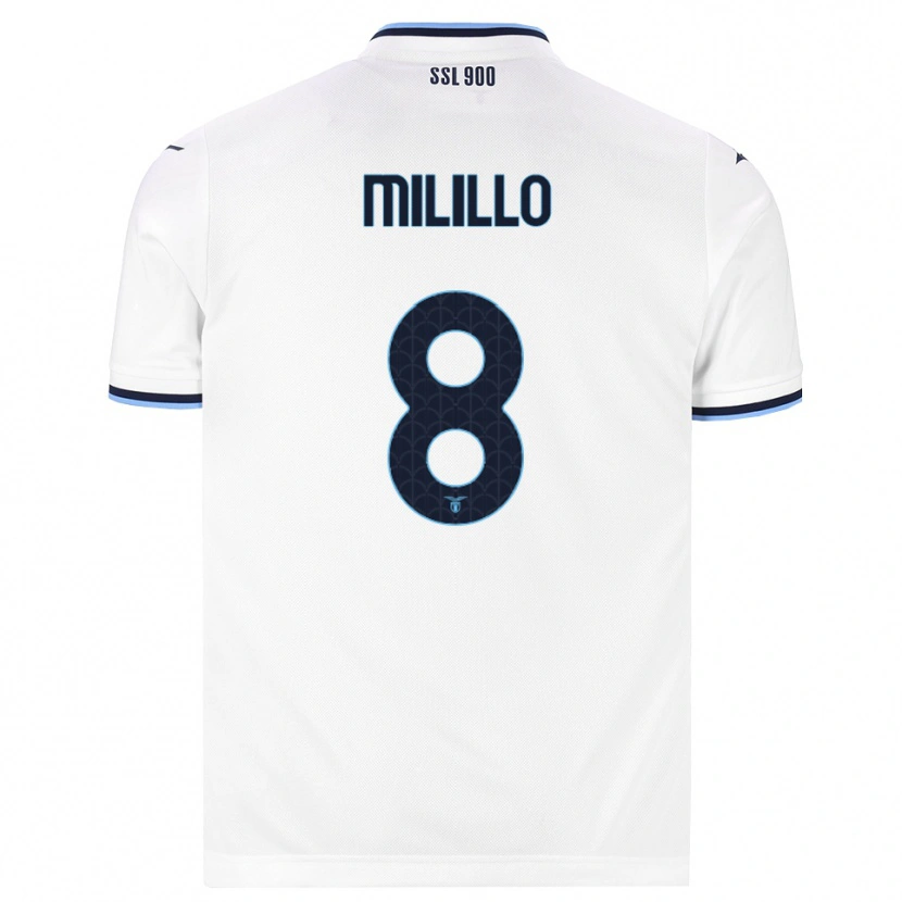 Danxen Mænd Flavio Milillo #8 Hvid Marineblå Udebane Spillertrøjer 2026/27 Trøje T-Shirt