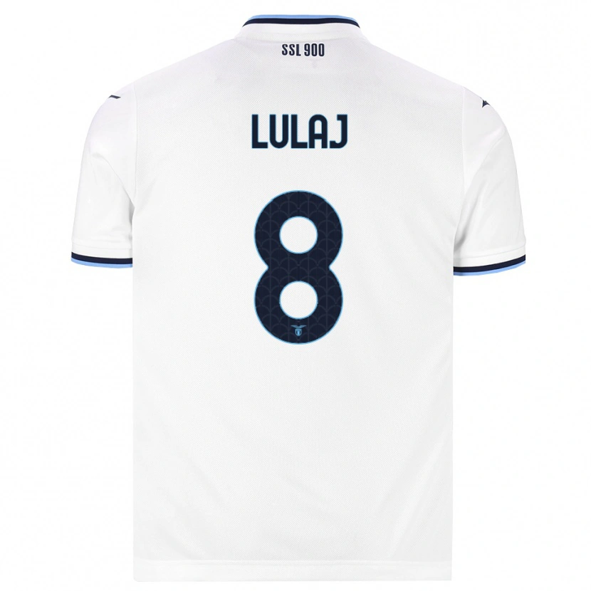 Danxen Mænd Daniele Lulaj #8 Hvid Marineblå Udebane Spillertrøjer 2026/27 Trøje T-Shirt