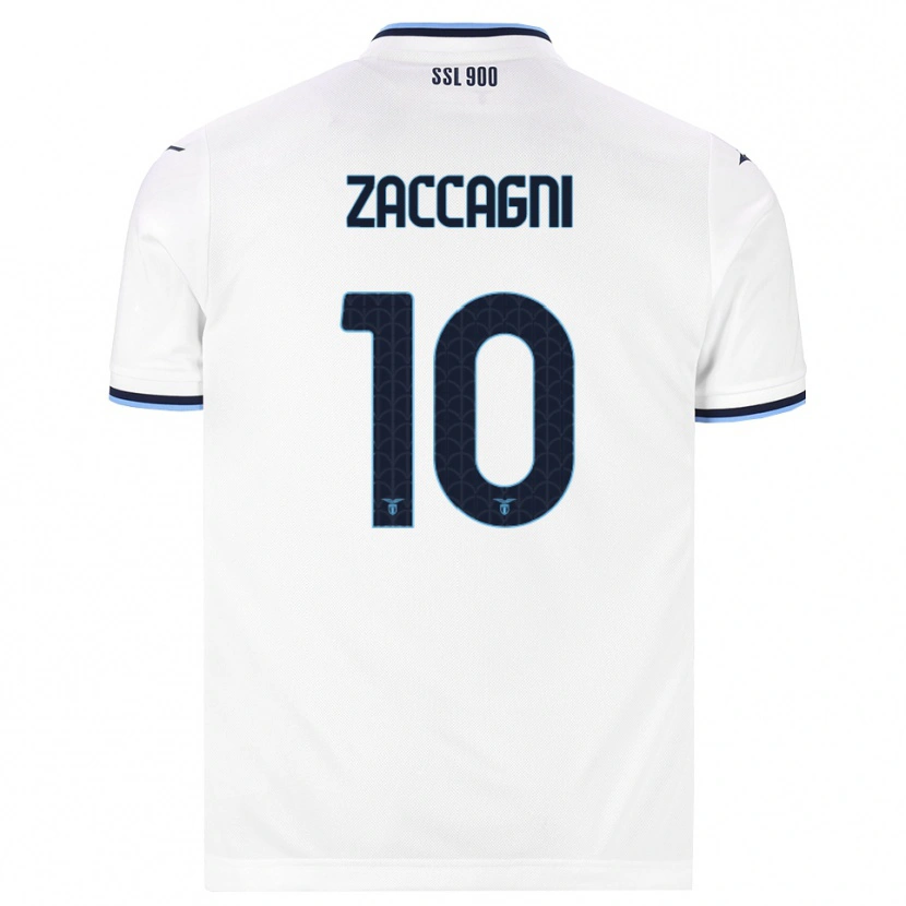 Danxen Mænd Mattia Zaccagni #10 Hvid Marineblå Udebane Spillertrøjer 2026/27 Trøje T-Shirt