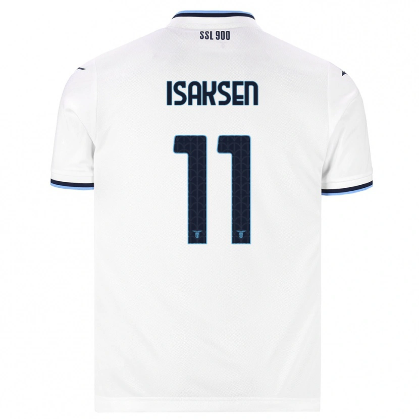 Danxen Mænd Gustav Isaksen #11 Hvid Marineblå Udebane Spillertrøjer 2026/27 Trøje T-Shirt