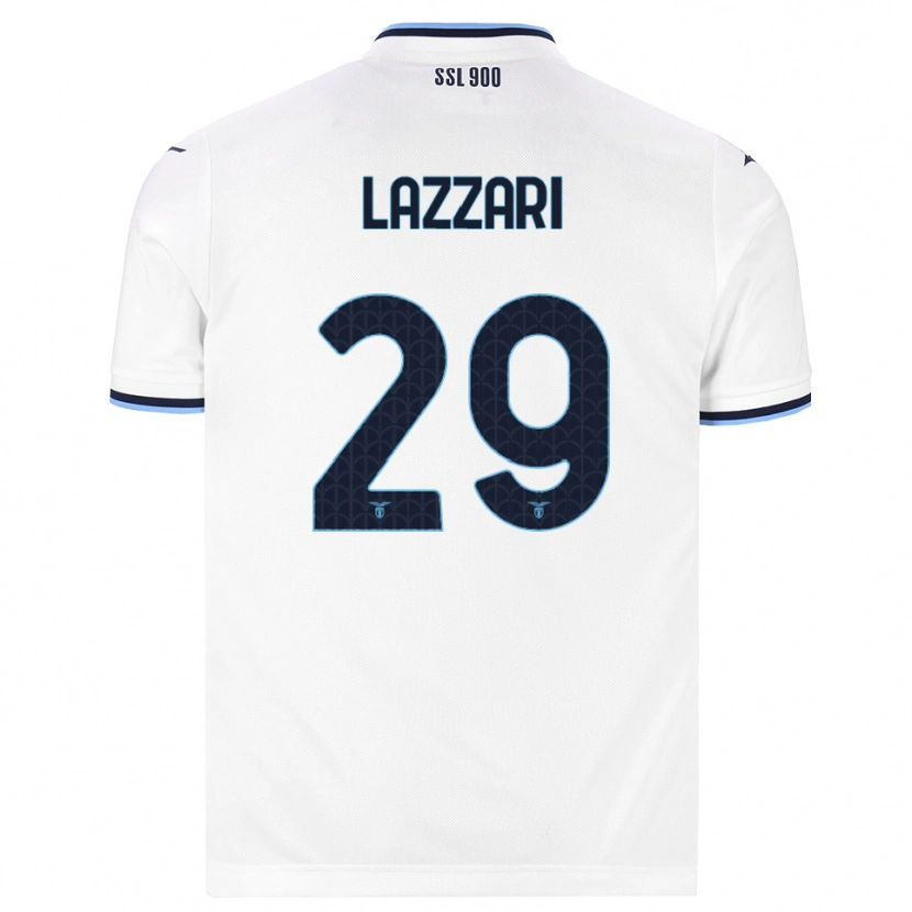 Danxen Mænd Manuel Lazzari #29 Hvid Marineblå Udebane Spillertrøjer 2026/27 Trøje T-Shirt
