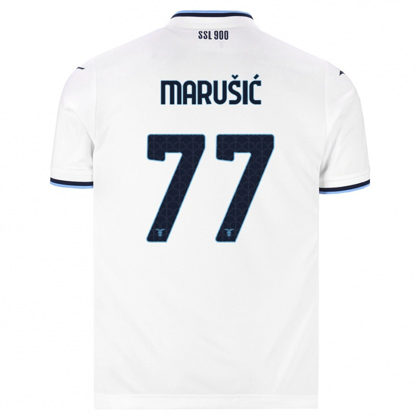 Danxen Mænd Adam Marusic #77 Hvid Marineblå Udebane Spillertrøjer 2026/27 Trøje T-Shirt
