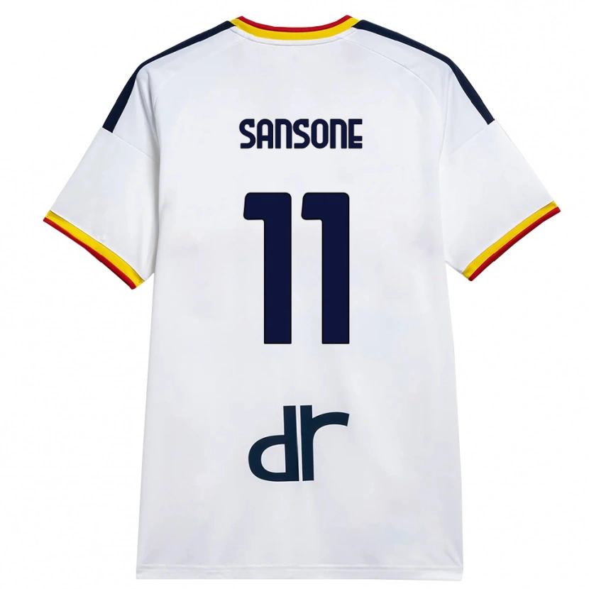 Danxen Mænd Nicola Sansone #11 Hvid Gul Rød Udebane Spillertrøjer 2026/27 Trøje T-Shirt