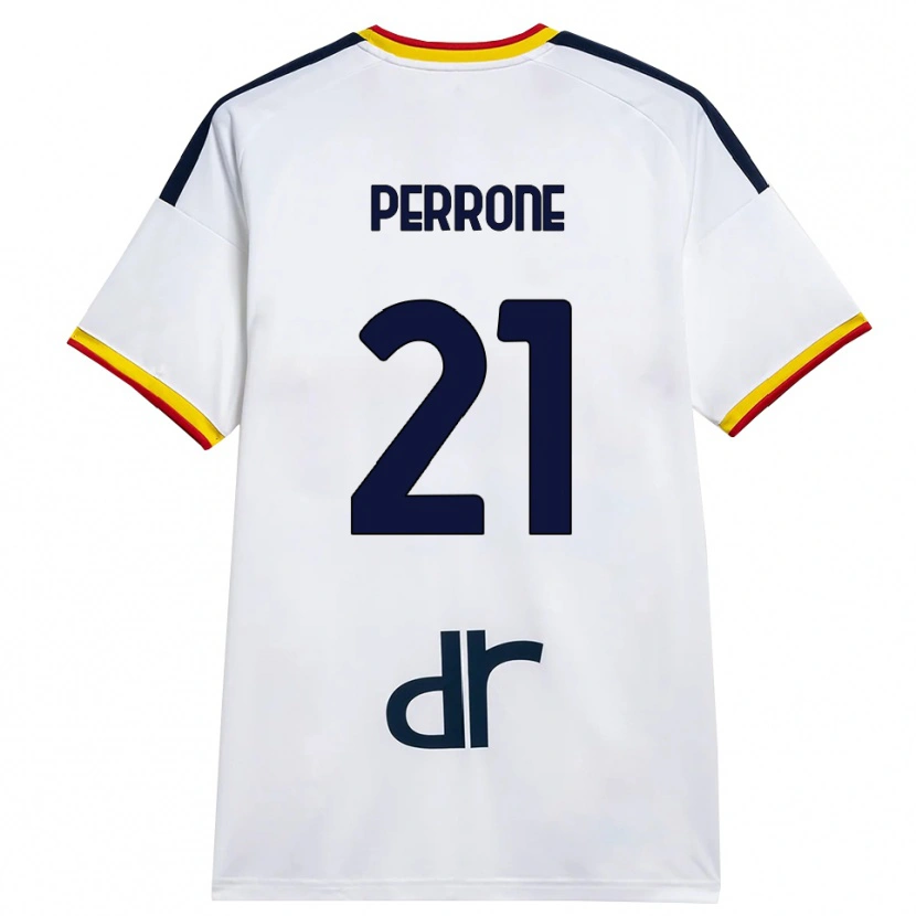 Danxen Mænd Samuele Perrone #21 Hvid Gul Rød Udebane Spillertrøjer 2026/27 Trøje T-Shirt