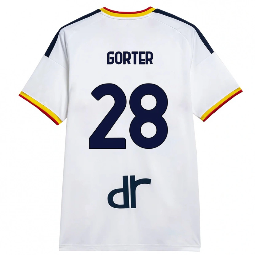Danxen Mænd Olaf Gorter #28 Hvid Gul Rød Udebane Spillertrøjer 2026/27 Trøje T-Shirt