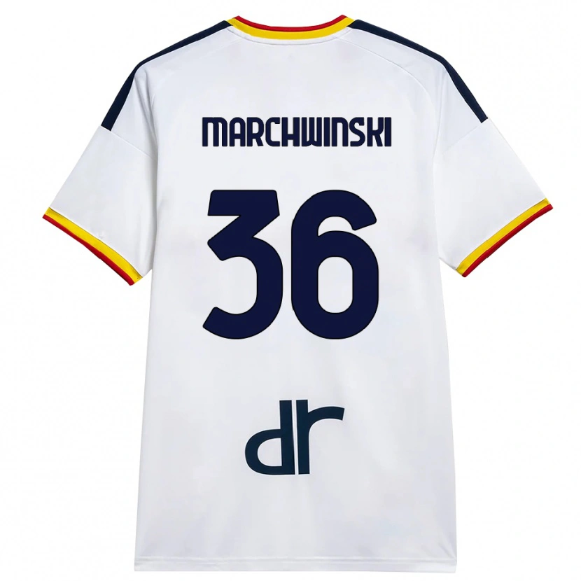 Danxen Mænd Filip Marchwinski #36 Hvid Gul Rød Udebane Spillertrøjer 2026/27 Trøje T-Shirt