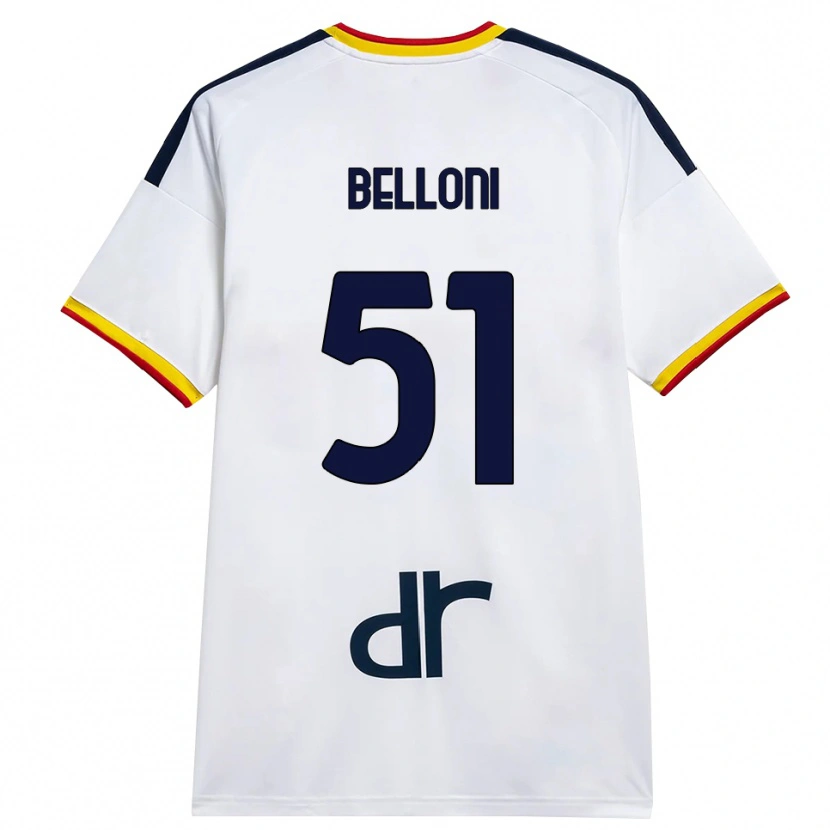 Danxen Mænd Giacomo Belloni #51 Hvid Gul Rød Udebane Spillertrøjer 2026/27 Trøje T-Shirt