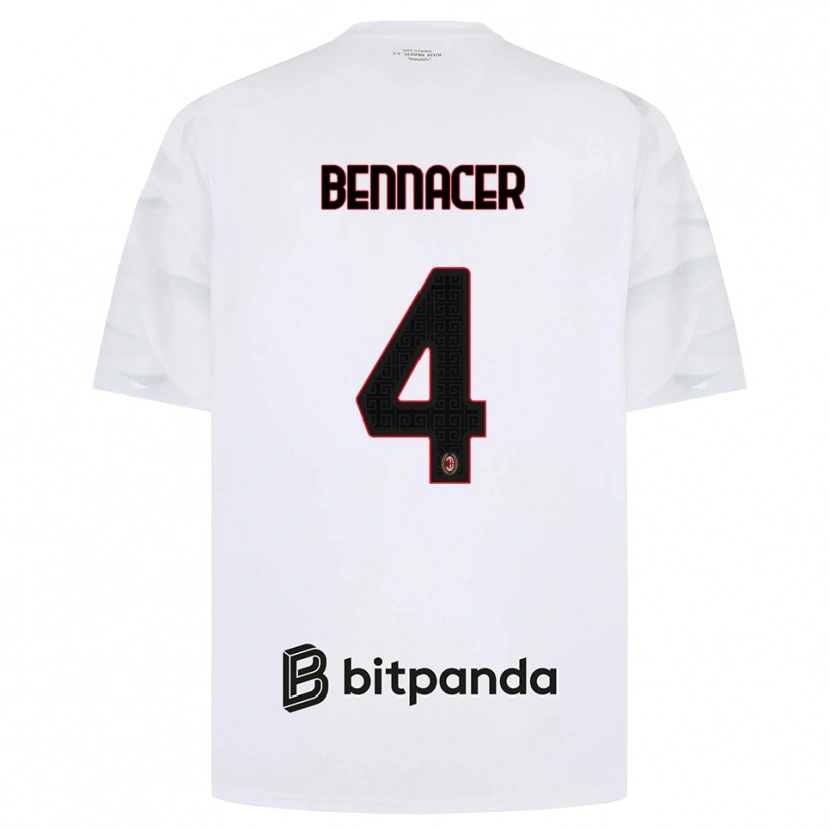 Danxen Mænd Ismael Bennacer #4 Hvid Rød Sort Udebane Spillertrøjer 2026/27 Trøje T-Shirt
