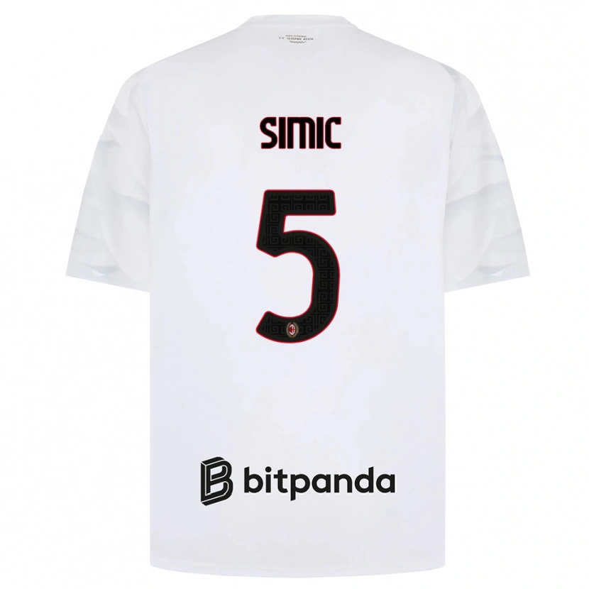 Danxen Mænd Jan-Carlo Simic #5 Hvid Rød Sort Udebane Spillertrøjer 2026/27 Trøje T-Shirt