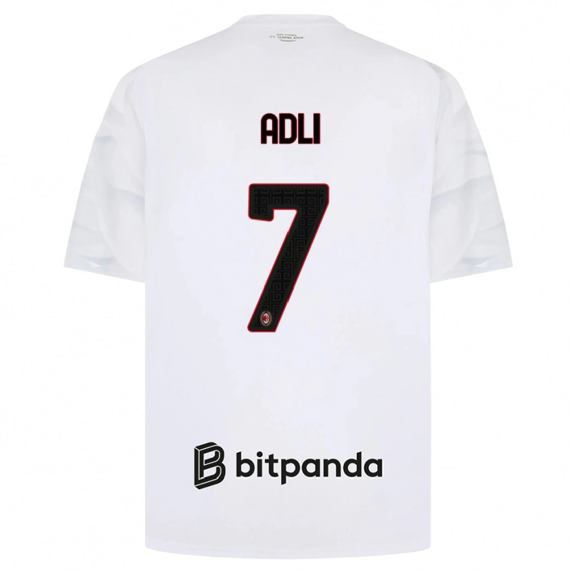 Danxen Mænd Yacine Adli #7 Hvid Rød Sort Udebane Spillertrøjer 2026/27 Trøje T-Shirt