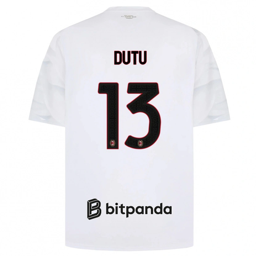 Danxen Mænd Matteo Dutu #13 Hvid Rød Sort Udebane Spillertrøjer 2026/27 Trøje T-Shirt
