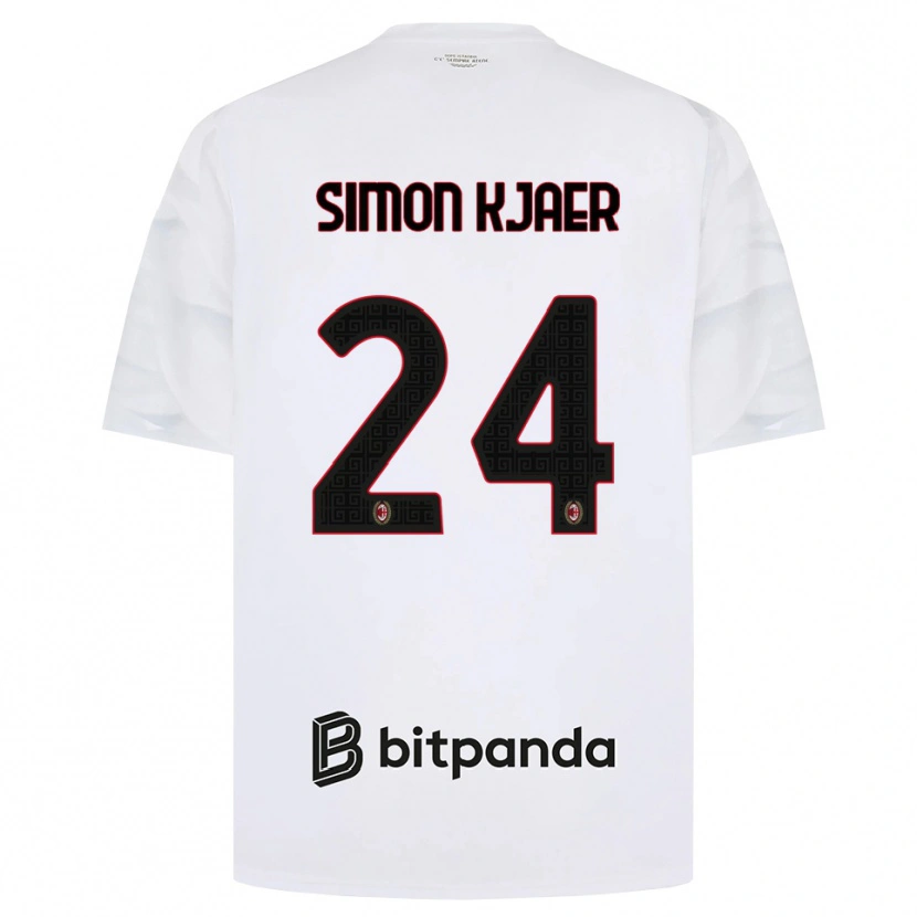 Danxen Mænd Simon Kjaer #24 Hvid Rød Sort Udebane Spillertrøjer 2026/27 Trøje T-Shirt