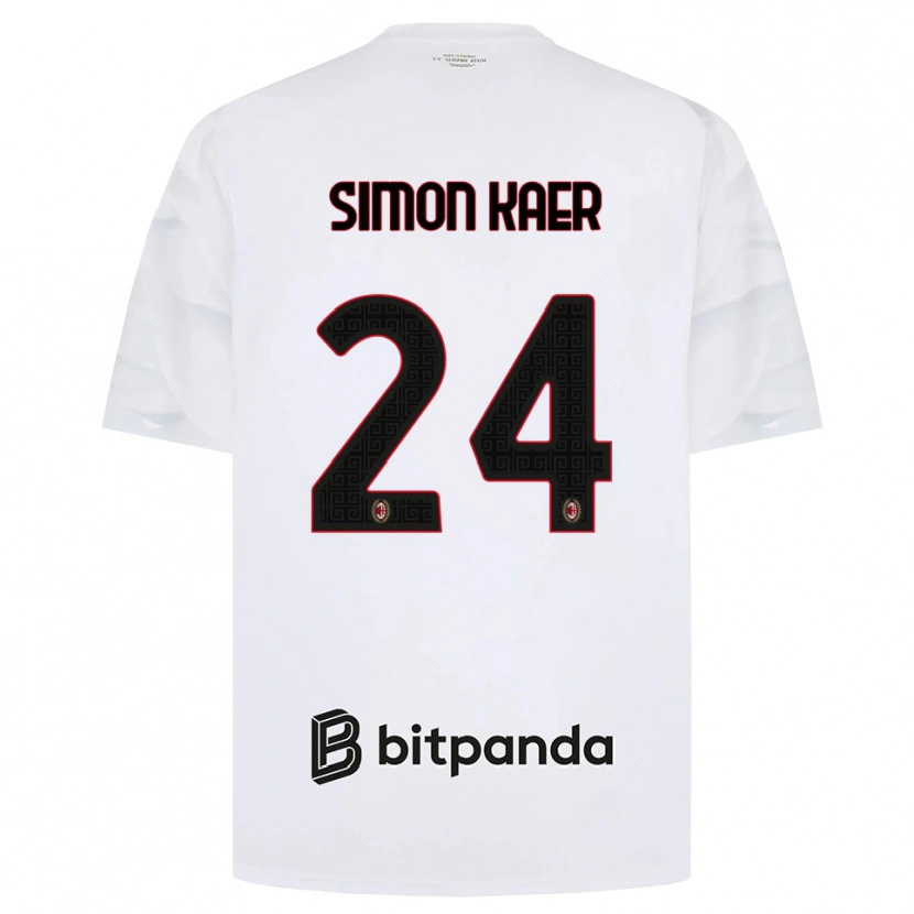 Danxen Mænd Simon Kaer #24 Hvid Rød Sort Udebane Spillertrøjer 2026/27 Trøje T-Shirt