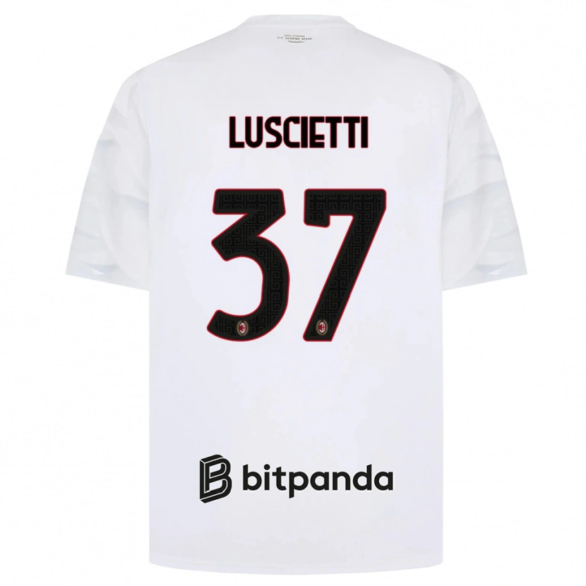 Danxen Mænd Abebe Luscietti #37 Hvid Rød Sort Udebane Spillertrøjer 2026/27 Trøje T-Shirt