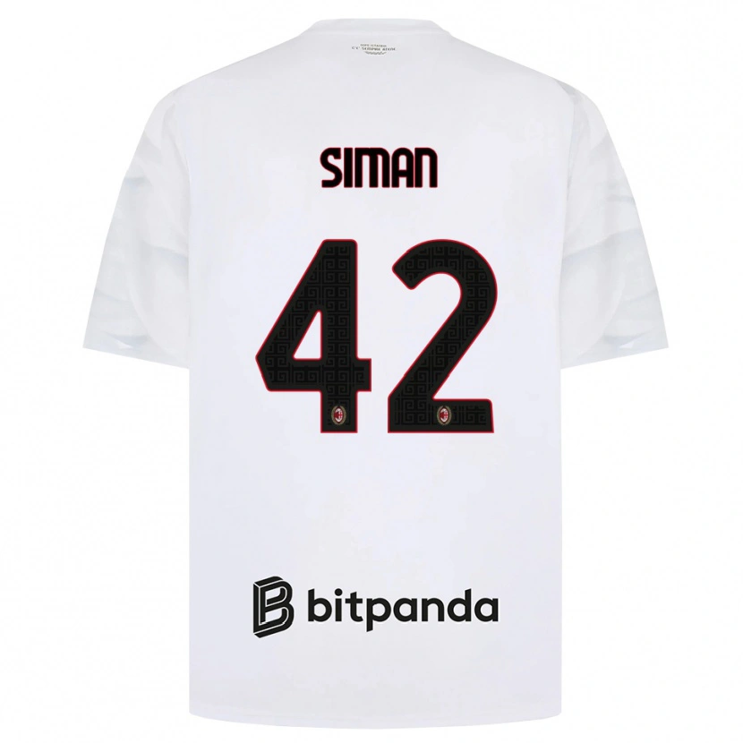 Danxen Mænd Alexandru Șiman #42 Hvid Rød Sort Udebane Spillertrøjer 2026/27 Trøje T-Shirt