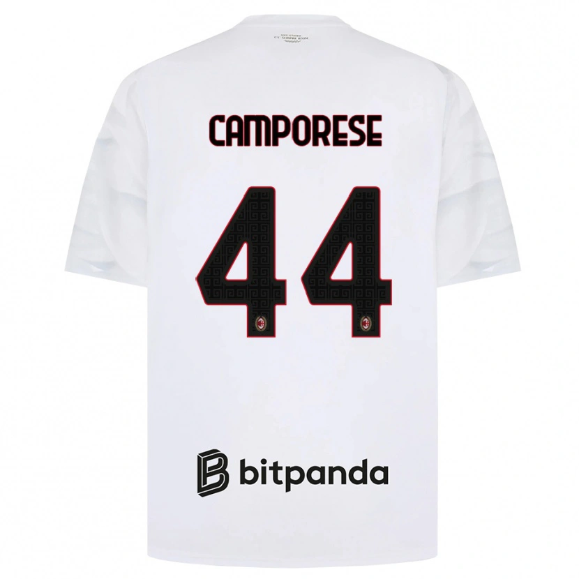 Danxen Mænd Michele Camporese #44 Hvid Rød Sort Udebane Spillertrøjer 2026/27 Trøje T-Shirt
