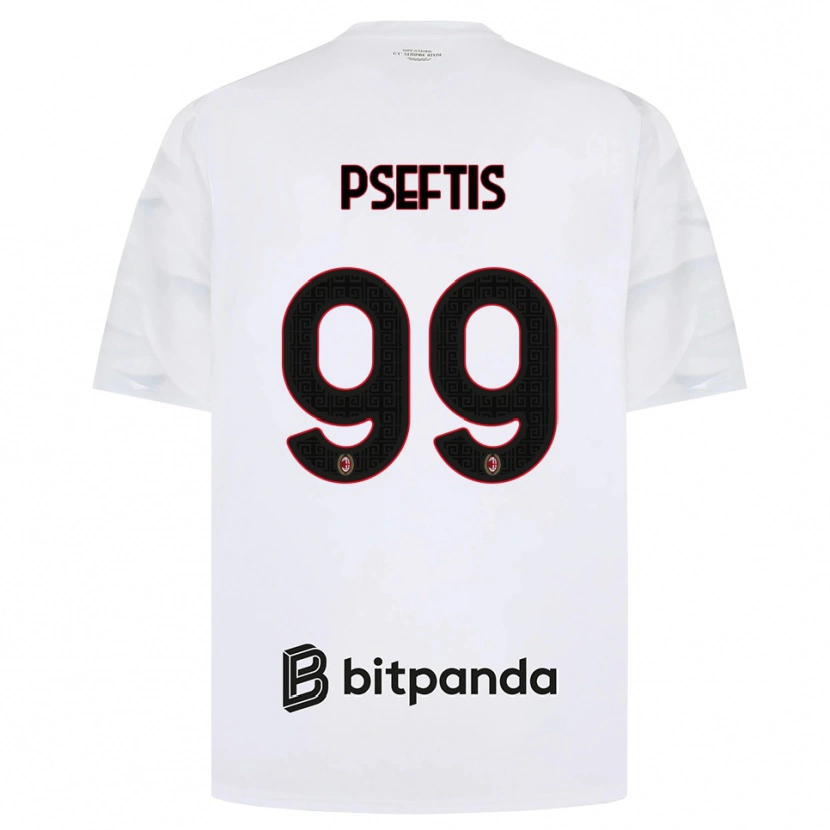 Danxen Mænd Fotios Pseftis #99 Hvid Rød Sort Udebane Spillertrøjer 2026/27 Trøje T-Shirt