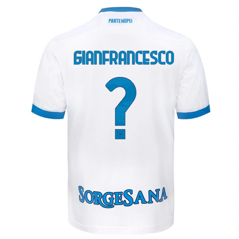 Danxen Mænd Sergio Gianfrancesco #0 Hvid Himmelblå Udebane Spillertrøjer 2026/27 Trøje T-Shirt