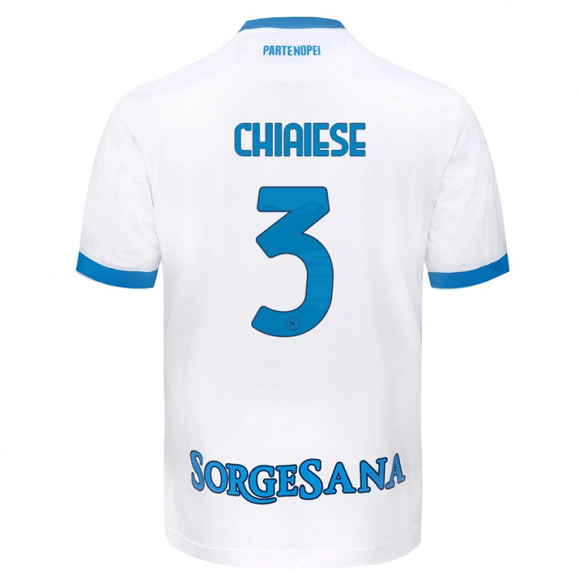 Danxen Mænd Riccardo Chiaiese #3 Hvid Himmelblå Udebane Spillertrøjer 2026/27 Trøje T-Shirt