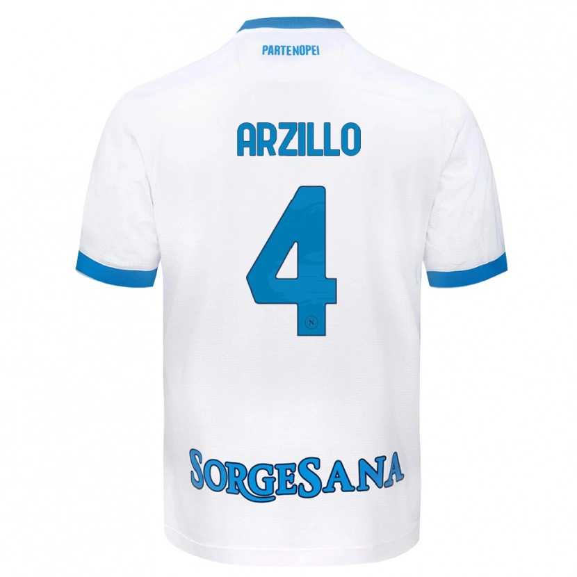 Danxen Mænd Antonino Arzillo #4 Hvid Himmelblå Udebane Spillertrøjer 2026/27 Trøje T-Shirt