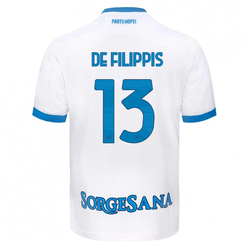 Danxen Mænd Antonio De Filippis #13 Hvid Himmelblå Udebane Spillertrøjer 2026/27 Trøje T-Shirt