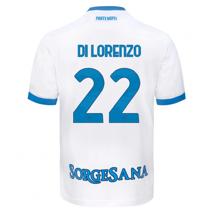Danxen Mænd Giovanni Di Lorenzo #22 Hvid Himmelblå Udebane Spillertrøjer 2026/27 Trøje T-Shirt
