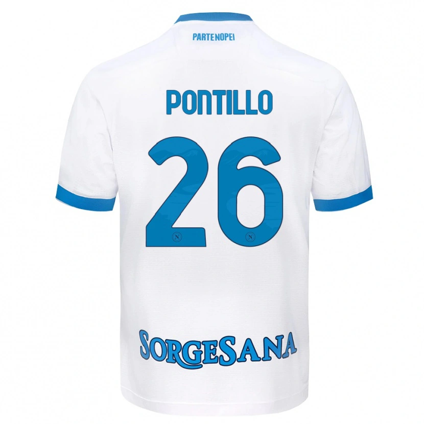 Danxen Mænd Pasquale Pontillo #26 Hvid Himmelblå Udebane Spillertrøjer 2026/27 Trøje T-Shirt