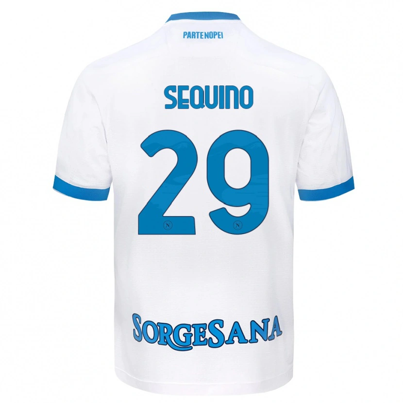Danxen Mænd Giovanni Sequino #29 Hvid Himmelblå Udebane Spillertrøjer 2026/27 Trøje T-Shirt