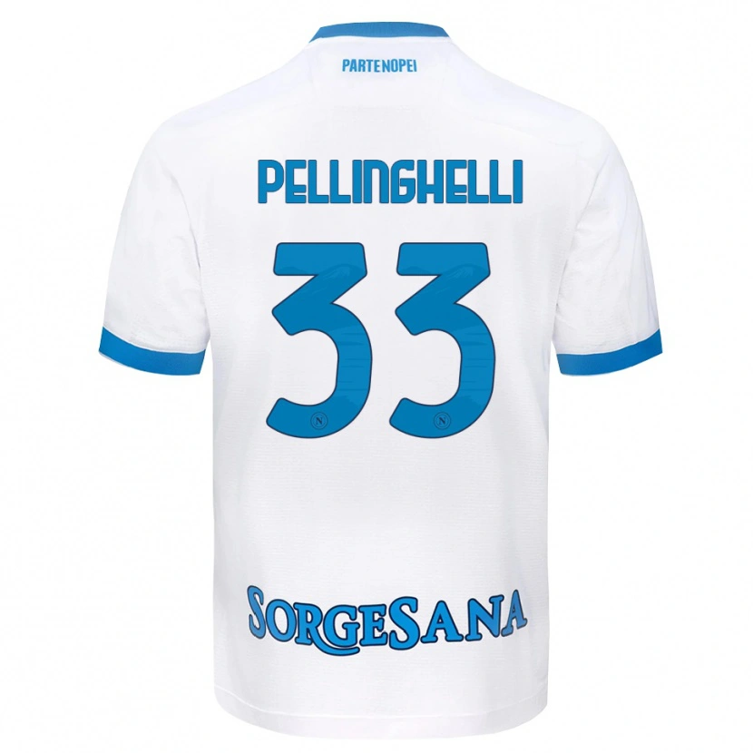 Danxen Mænd Alice Pellinghelli #33 Hvid Himmelblå Udebane Spillertrøjer 2026/27 Trøje T-Shirt