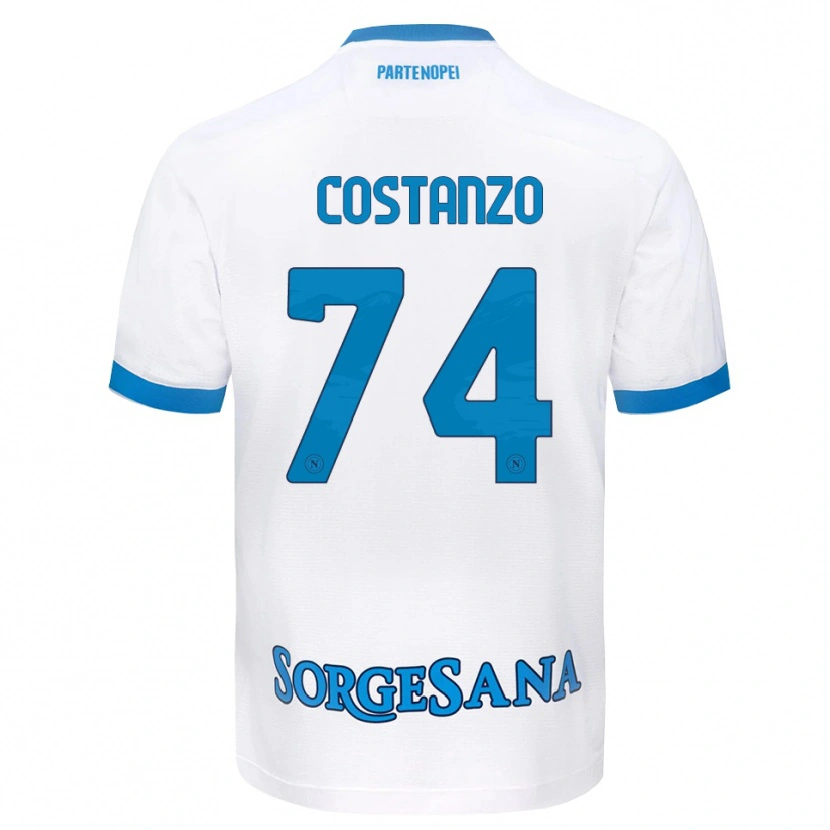 Danxen Mænd Davide Costanzo #74 Hvid Himmelblå Udebane Spillertrøjer 2026/27 Trøje T-Shirt