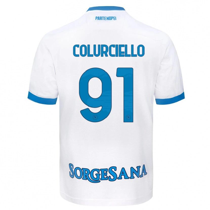 Danxen Mænd Cristian Colurciello #91 Hvid Himmelblå Udebane Spillertrøjer 2026/27 Trøje T-Shirt
