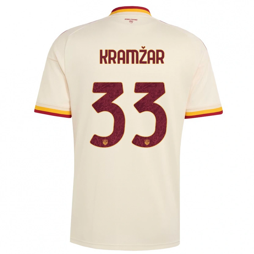 Danxen Mænd Zara Kramžar #33 Champagne Rød Gul Udebane Spillertrøjer 2026/27 Trøje T-Shirt