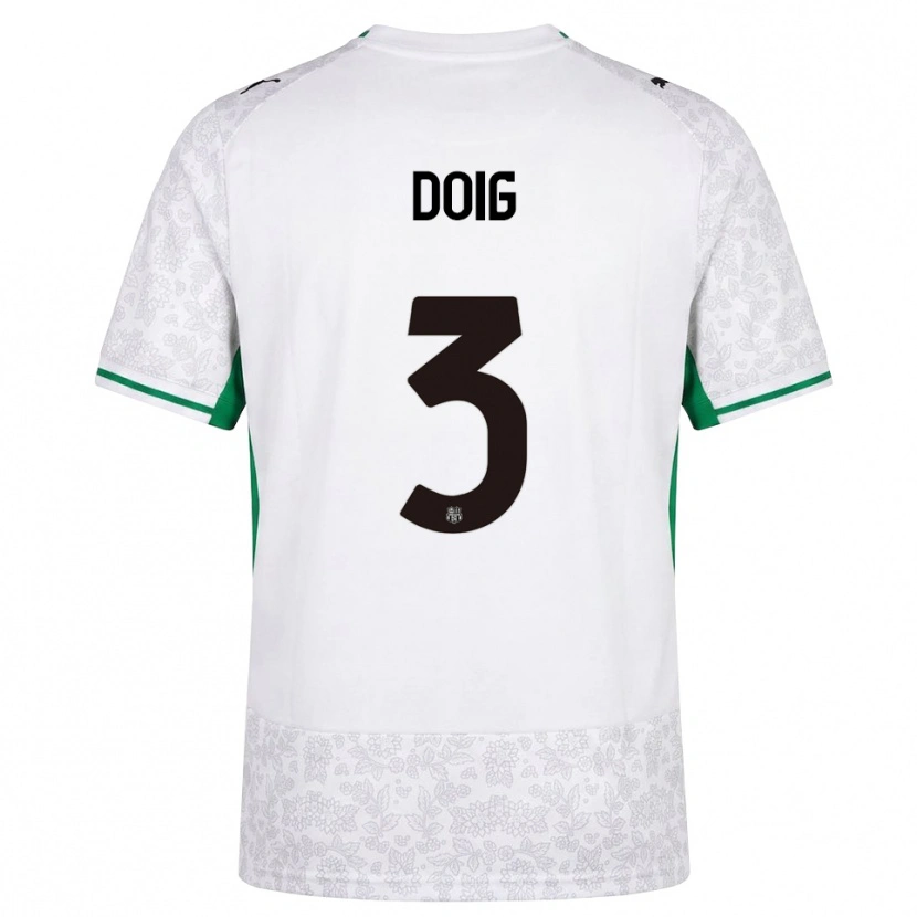 Danxen Mænd Josh Doig #3 Hvid Sort Grøn Udebane Spillertrøjer 2026/27 Trøje T-Shirt