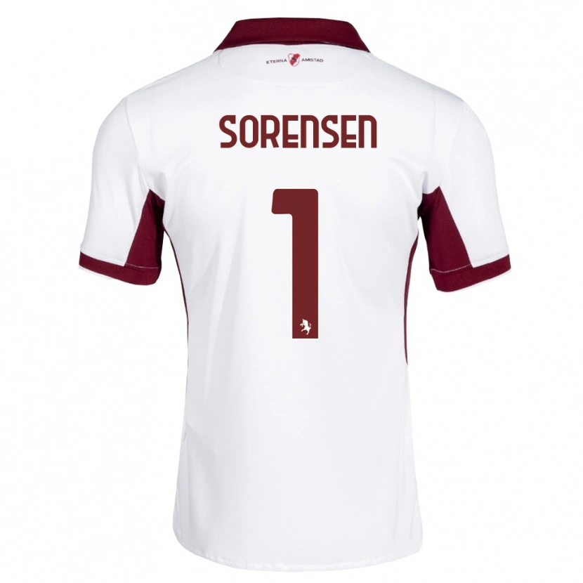 Danxen Mænd Ben Sørensen #1 Bordeaux Hvid Rød Udebane Spillertrøjer 2026/27 Trøje T-Shirt