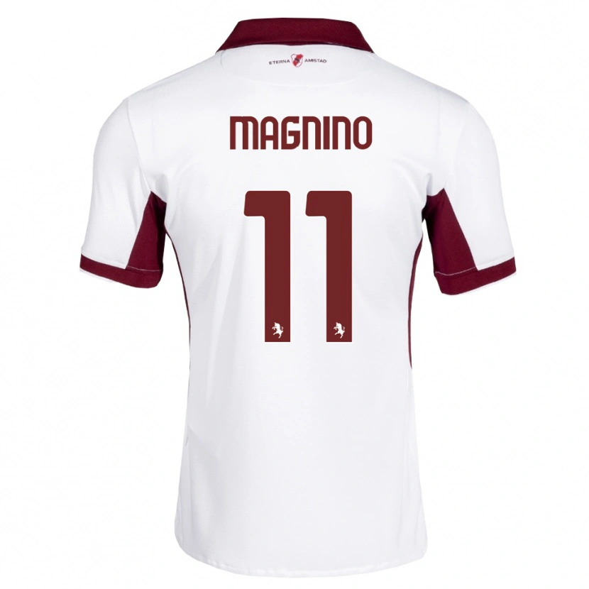 Danxen Mænd Emanuele Magnino #11 Bordeaux Hvid Rød Udebane Spillertrøjer 2026/27 Trøje T-Shirt