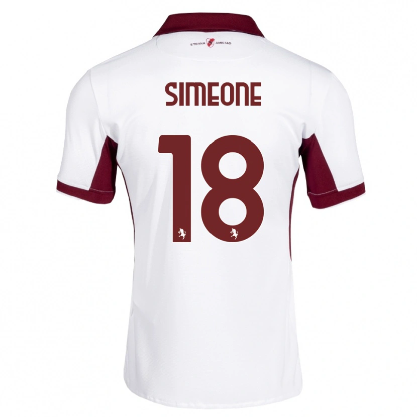 Danxen Mænd Giovanni Simeone #18 Bordeaux Hvid Rød Udebane Spillertrøjer 2026/27 Trøje T-Shirt