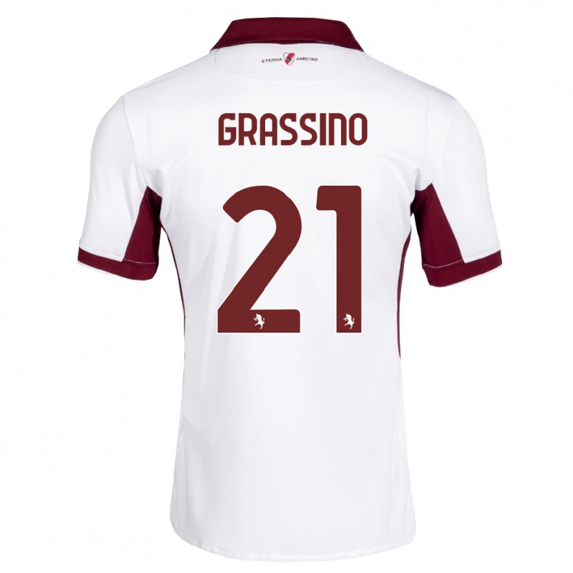 Danxen Mænd Giulia Grassino #21 Bordeaux Hvid Rød Udebane Spillertrøjer 2026/27 Trøje T-Shirt