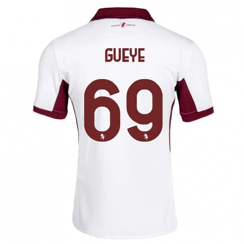 Danxen Mænd Ousmane Gueye #69 Bordeaux Hvid Rød Udebane Spillertrøjer 2026/27 Trøje T-Shirt