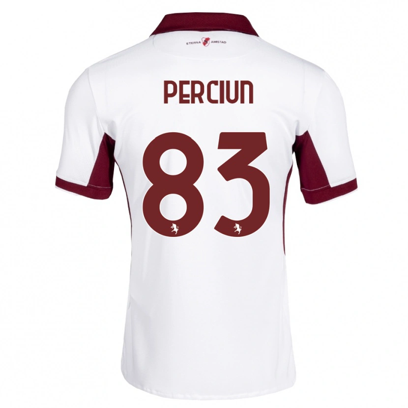 Danxen Mænd Sergiu Perciun #83 Bordeaux Hvid Rød Udebane Spillertrøjer 2026/27 Trøje T-Shirt