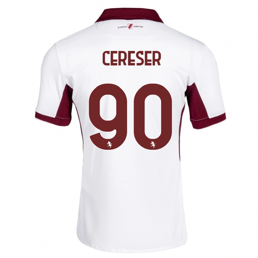 Danxen Mænd Francesco Cereser #90 Bordeaux Hvid Rød Udebane Spillertrøjer 2026/27 Trøje T-Shirt