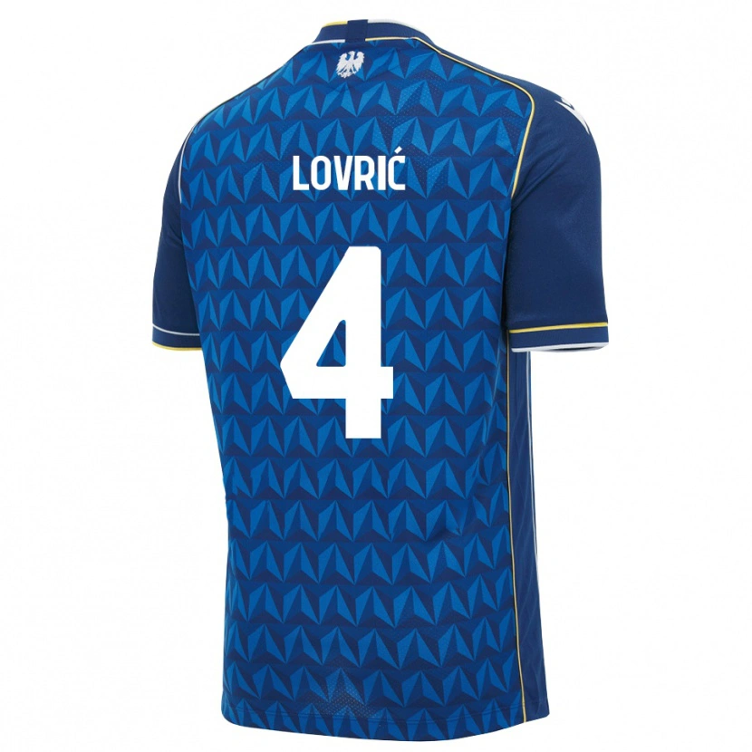 Danxen Mænd Sandi Lovrić #4 Kongelig Blå Hvid Blå Udebane Spillertrøjer 2026/27 Trøje T-Shirt