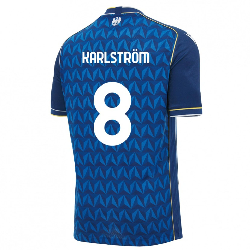 Danxen Mænd Jesper Karlström #8 Kongelig Blå Hvid Blå Udebane Spillertrøjer 2026/27 Trøje T-Shirt