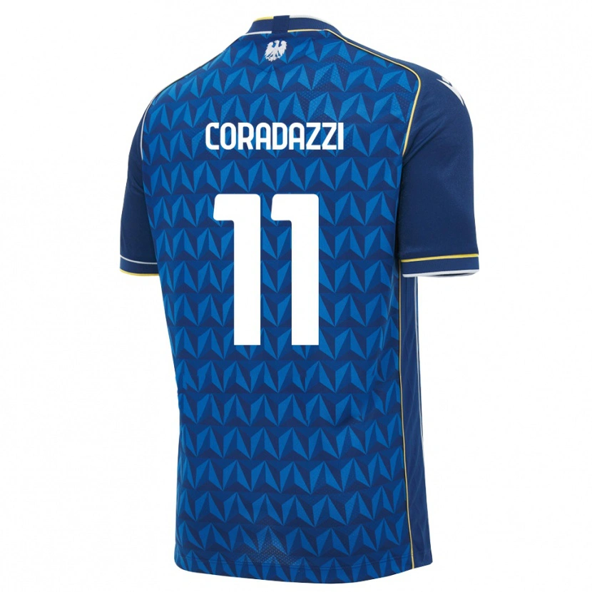 Danxen Mænd Niccolò Coradazzi #11 Kongelig Blå Hvid Blå Udebane Spillertrøjer 2026/27 Trøje T-Shirt
