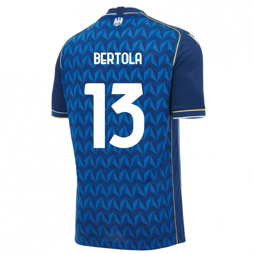 Danxen Mænd Nicolò Bertola #13 Kongelig Blå Hvid Blå Udebane Spillertrøjer 2026/27 Trøje T-Shirt
