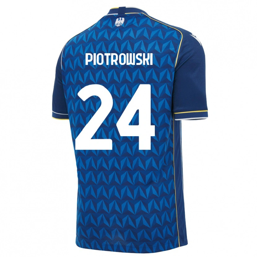 Danxen Mænd Jakub Piotrowski #24 Kongelig Blå Hvid Blå Udebane Spillertrøjer 2026/27 Trøje T-Shirt