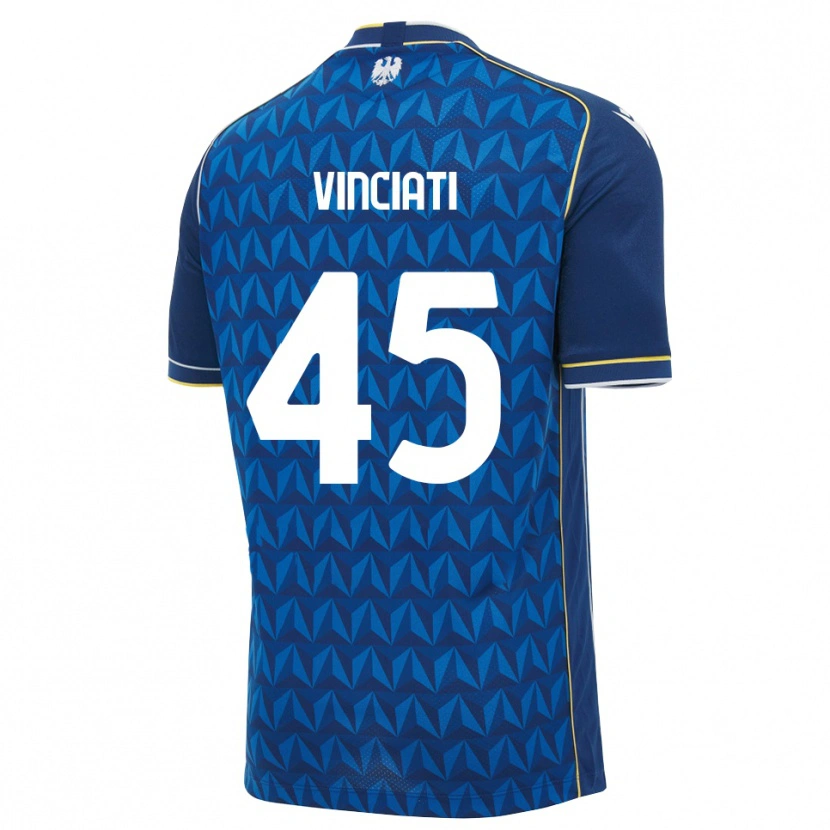 Danxen Mænd Giulio Vinciati #45 Kongelig Blå Hvid Blå Udebane Spillertrøjer 2026/27 Trøje T-Shirt