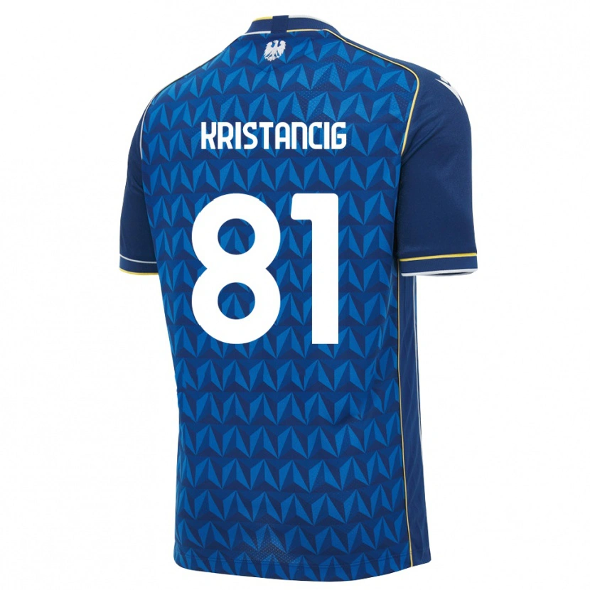 Danxen Mænd Luca Kristancig #81 Kongelig Blå Hvid Blå Udebane Spillertrøjer 2026/27 Trøje T-Shirt